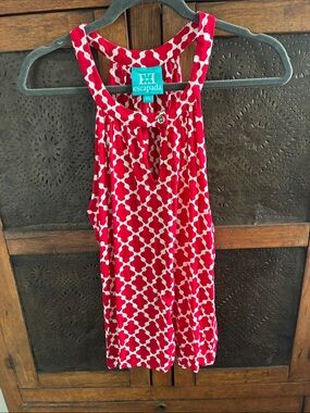 escapada Red and White Geometric Sleeveless Top